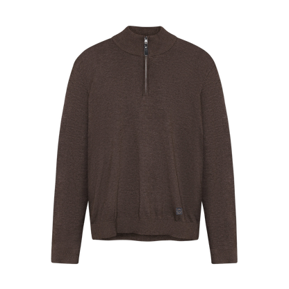 KlausSI Halfzip + Knit - Brown Bark melange