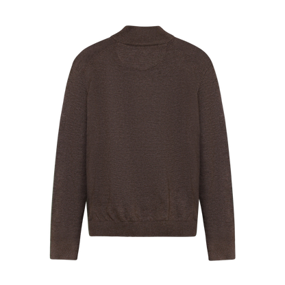 KlausSI Halfzip + Knit - Brown Bark melange
