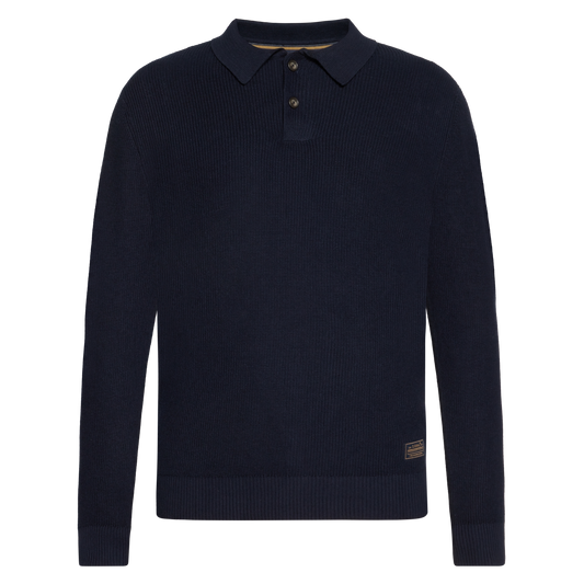 UffeSi Rib Polo Knit - Deep Marine