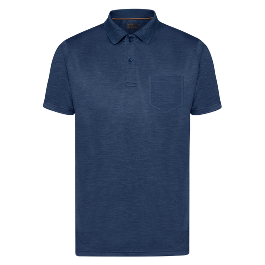 ThomasSI Pocket Tech Polo - Mid Blue Melange