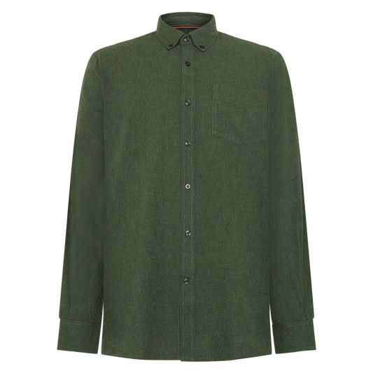 BendixSi Flannel L/S Shirts - Beluga green melange