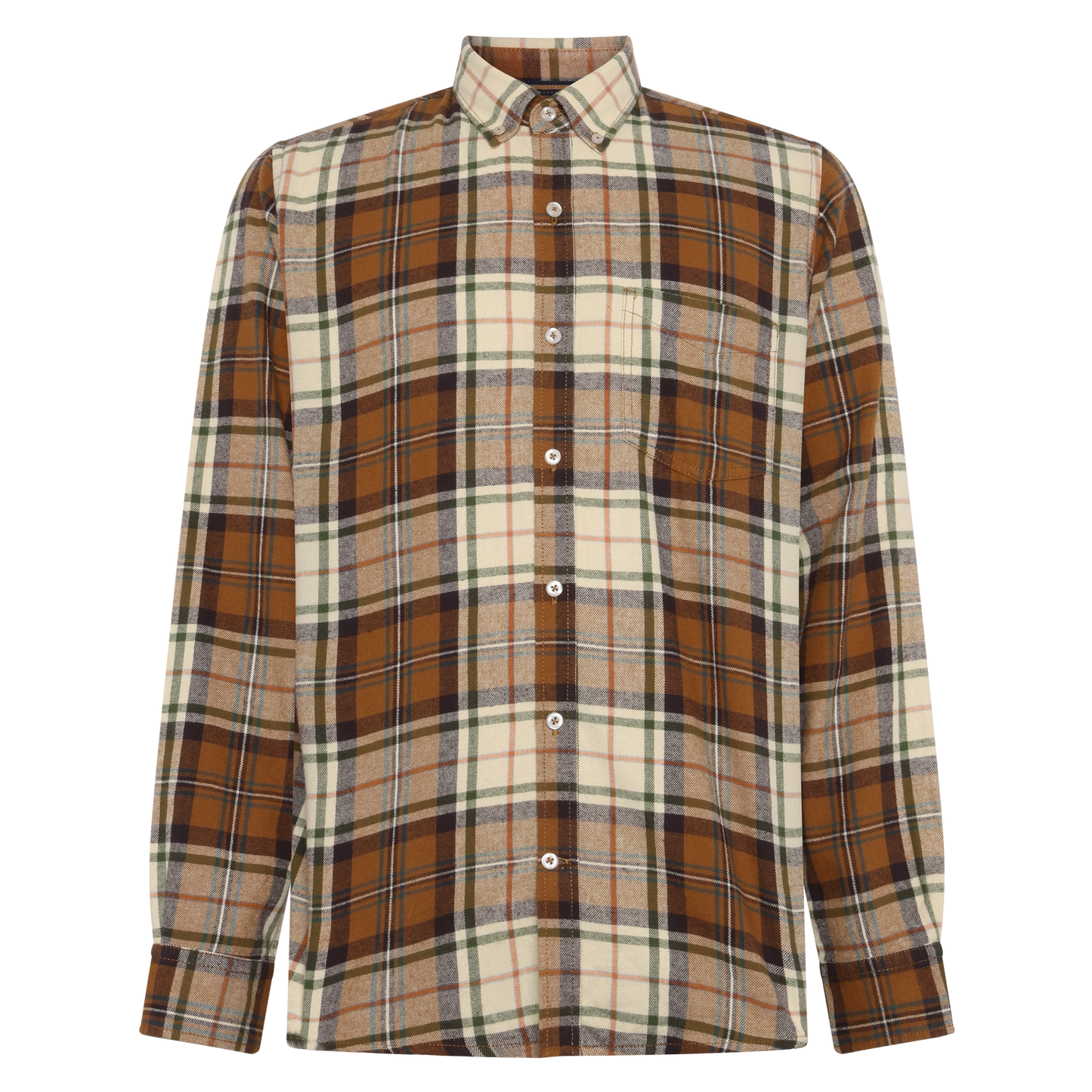 BruceSi Check + L/S Shirts - Brown Otter