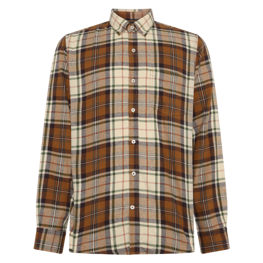 BruceSi Check + L/S Shirts - Brown Otter